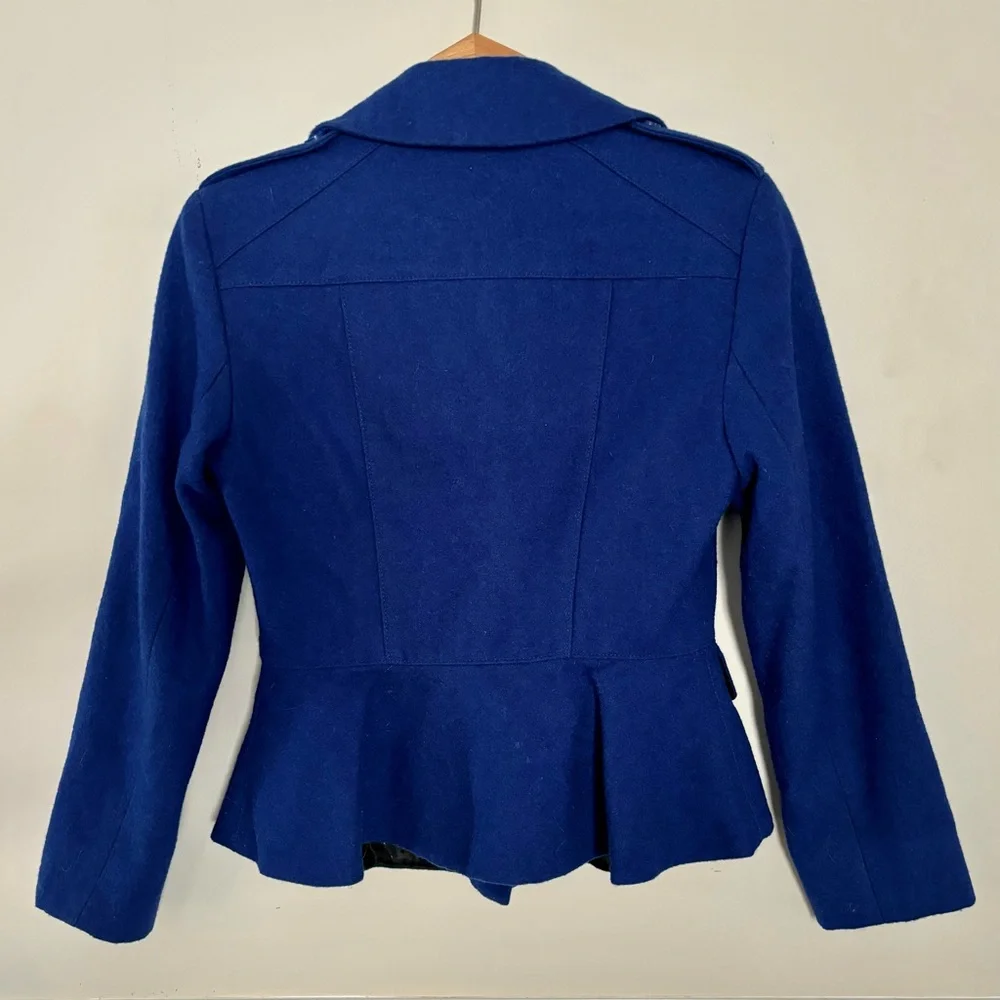 BEBE • Vintage Wool Blend Peplum Jacket in Royal Blue • EUC • Size XS - Picture 2 of 8